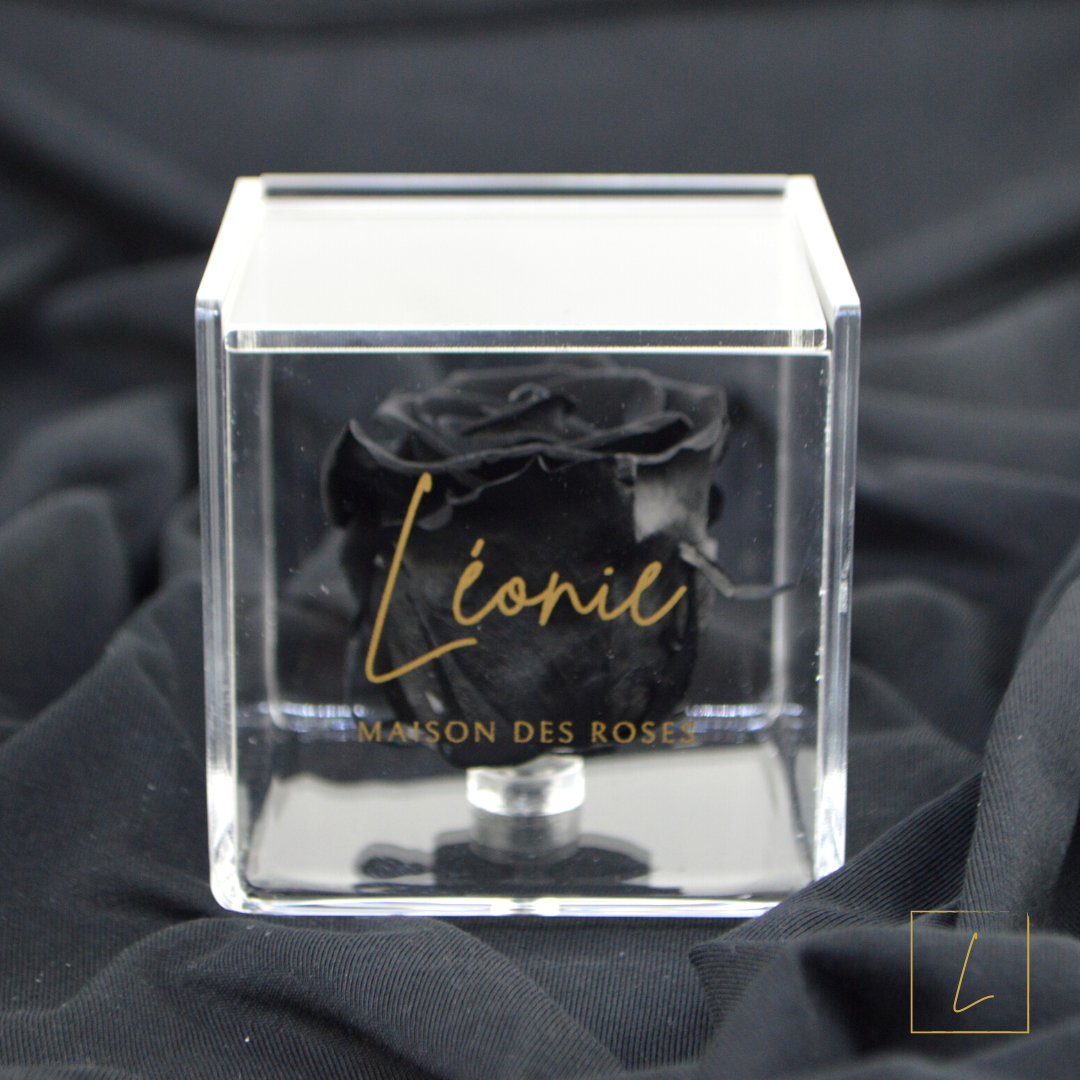 Boite De Rose Eternelle Black Acrylique à Clapet - Léonie®