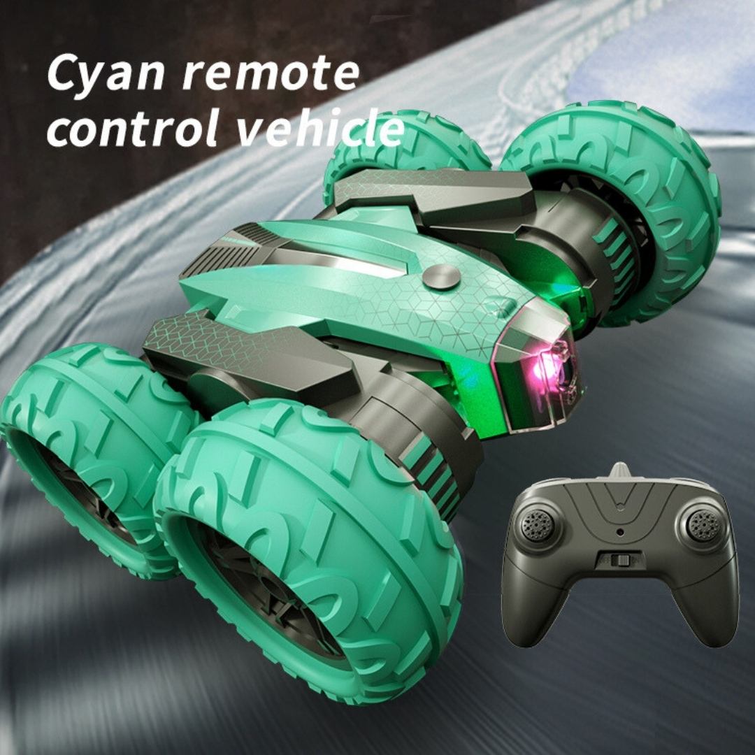 Voiture télécommandée tout-terrain Flip et Toupie Stunt - Rouge & Verte