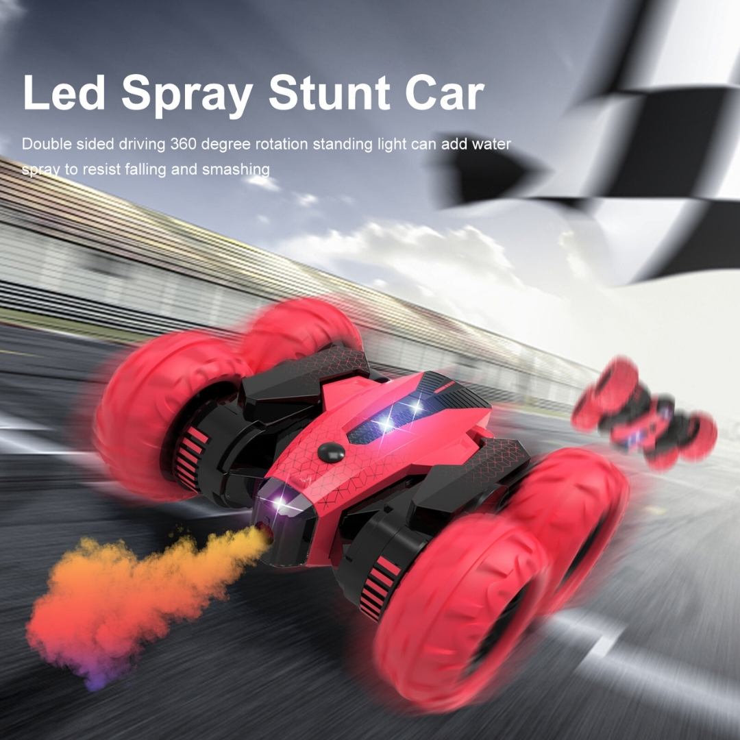 Voiture télécommandée tout-terrain Flip et Toupie Stunt - Rouge & Verte