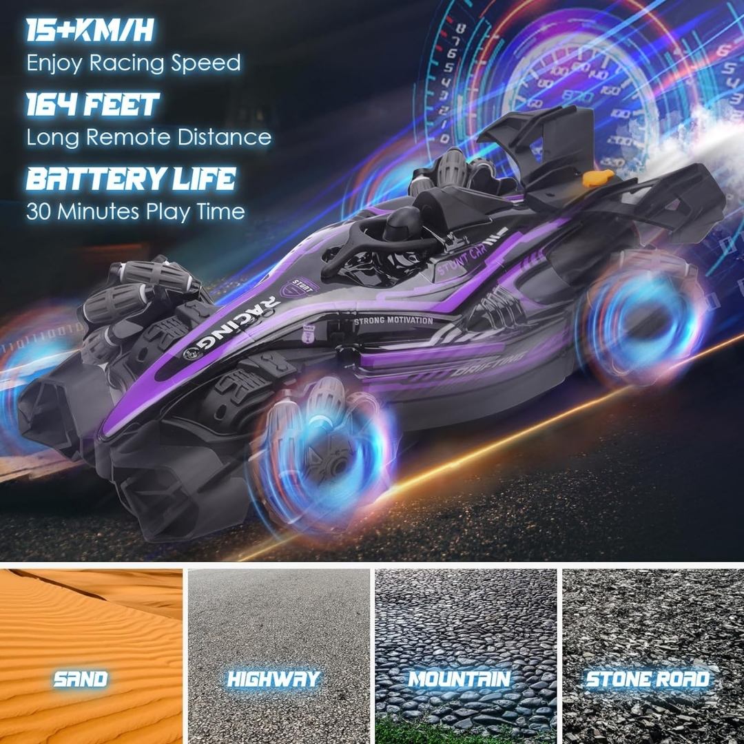 Voiture Télécommandée Racing & Drift avec Contrôle Gestuel Intelligent fumée et Mouvements 360° - Violet Édition Spéciale