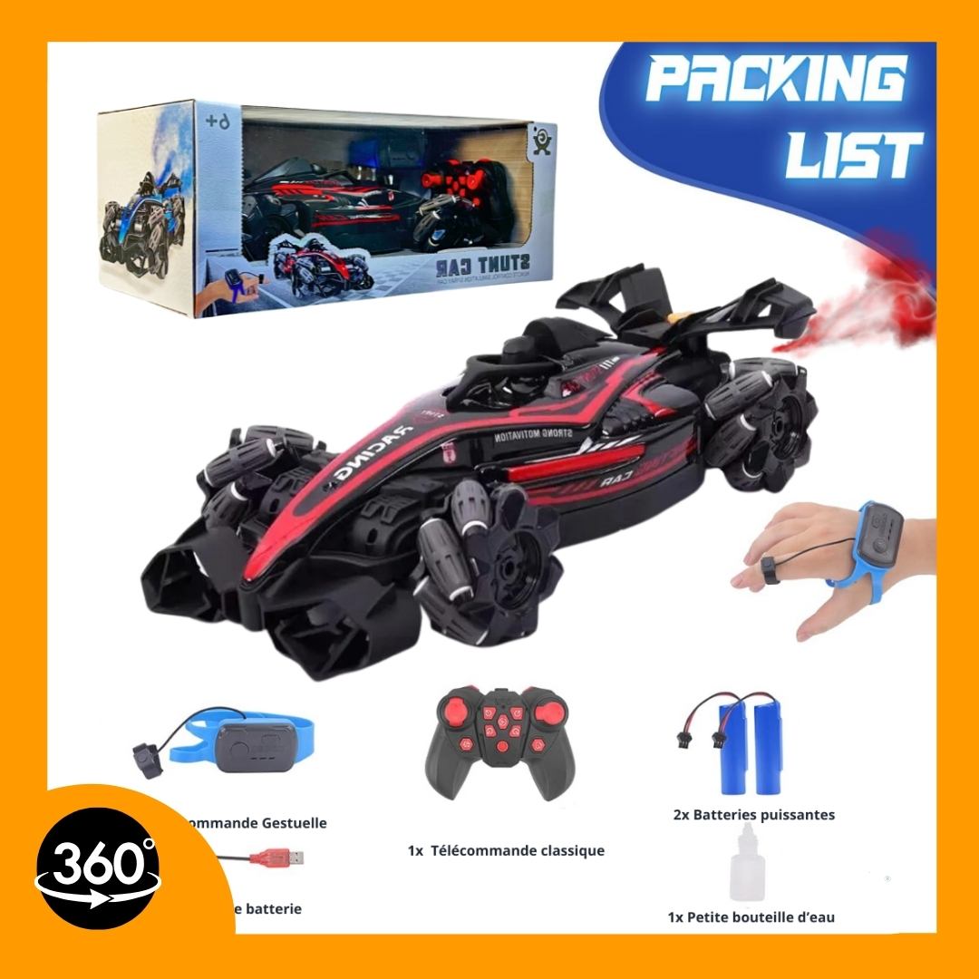 Voiture Télécommandée Racing & Drift avec Contrôle Gestuel Intelligent fumée et Mouvements 360° - Rouge Édition Spéciale