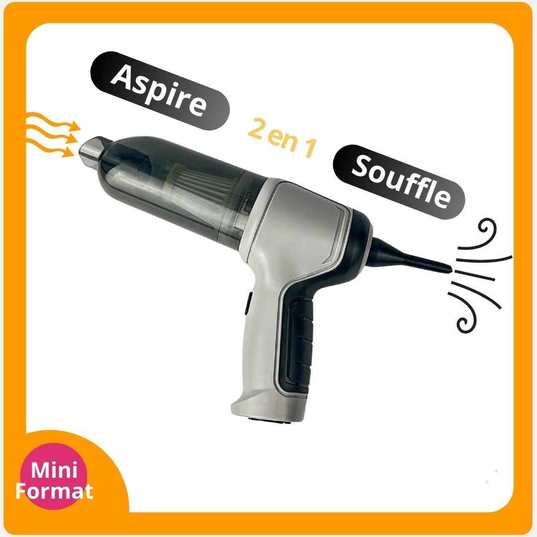 Mini Aspirateur Gonfleur portable 2en1 - 50w Autonomie 4000mAh (+30min)