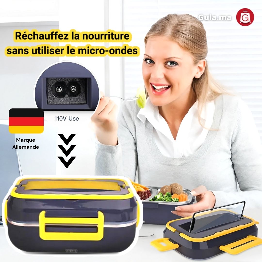 Lunch Box Isotherme électrique en Inox (prise murale + prise voiture)