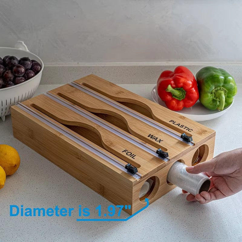 Distributeur 3-en-1 en Bambou – L’élégance naturelle au service de votre cuisine !