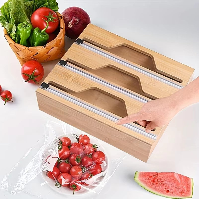 Distributeur 3-en-1 en Bambou – L’élégance naturelle au service de votre cuisine !
