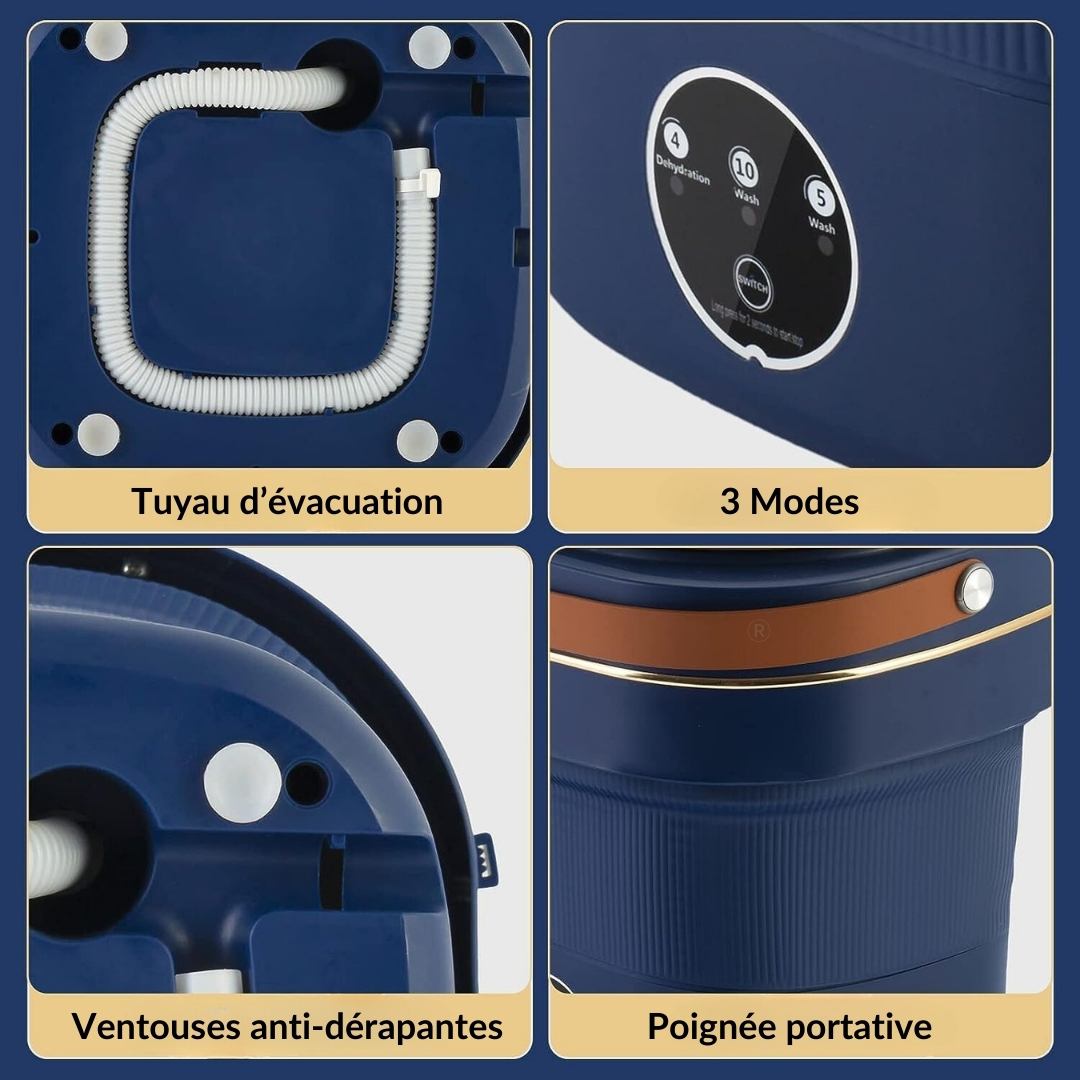 Machine à Laver Pliable Portable 9L (Bleu) - Clotec