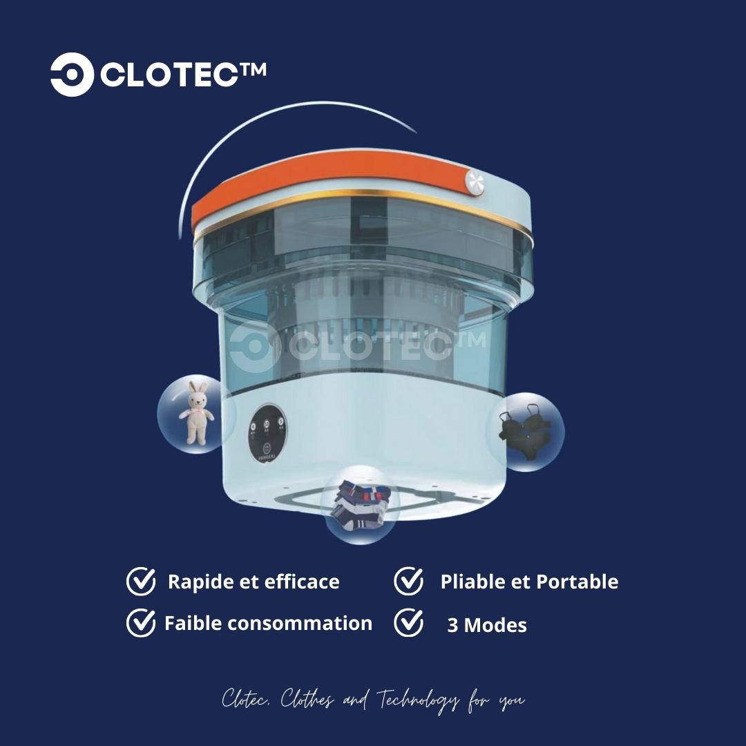 Machine à Laver Pliable Portable 9L (Bleu) - Clotec
