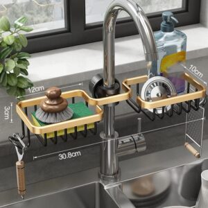 Support d’Évier de Cuisine en Aluminium doré & noir