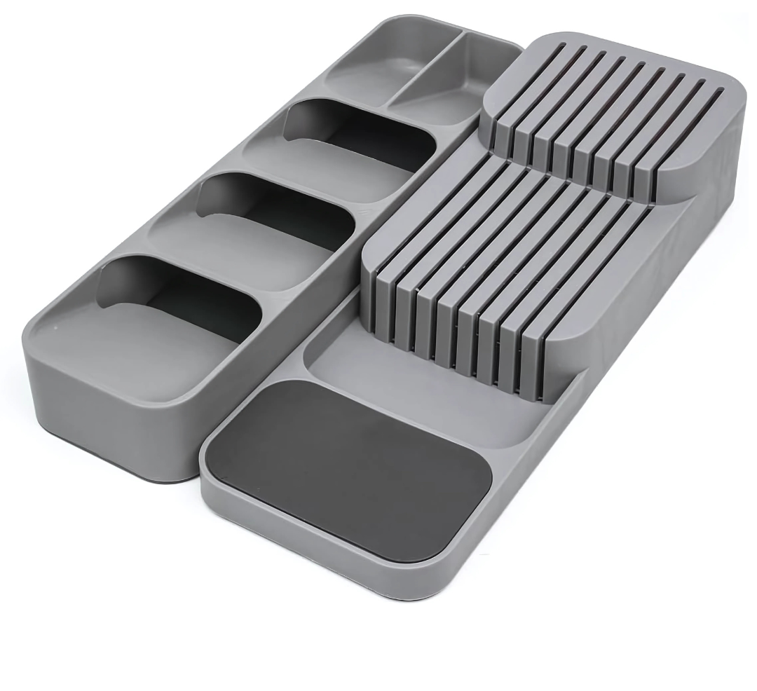 Pack 2 Organisateurs d'Ustensiles – Rangement Optimal pour Tiroirs de Cuisine