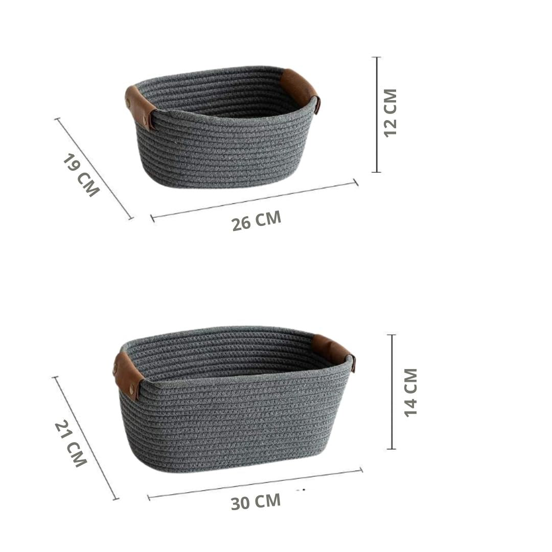 Sets de 2 et 3 Paniers de Rangement Boho - Gris