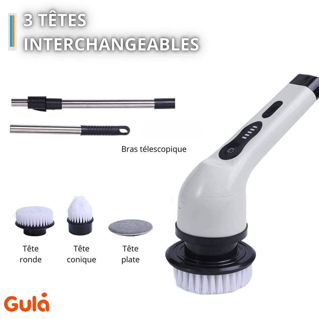 Brosse Électrique de Nettoyage Sans Fil - 3 Têtes Interchangeables