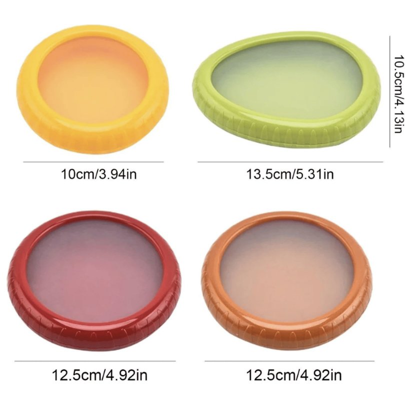 Set de 4 Couvercles en Silicone Réutilisables et Anti-Gaspillage - 4 pièces