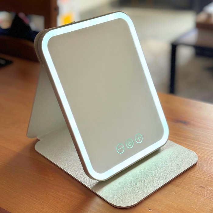 Miroir de Maquillage Portable avec Eclairage LED Rechargeable