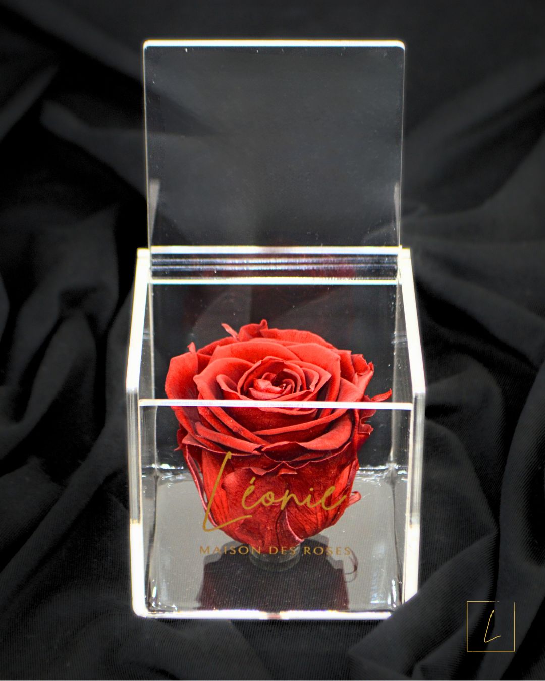 Boite De Rose Eternelle Royal Red Acrylique à Clapet - Léonie®