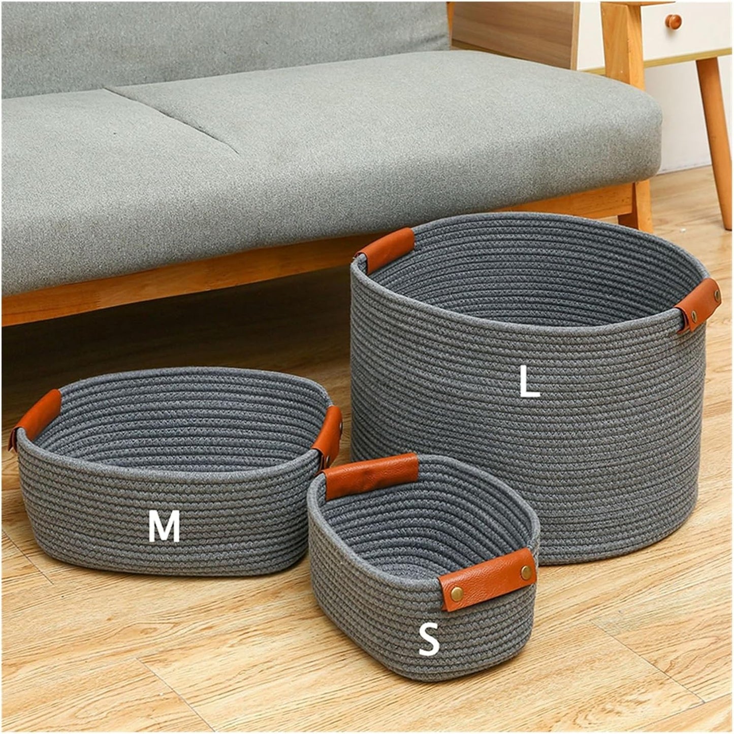 Sets de 2 et 3 Paniers de Rangement Boho - Gris