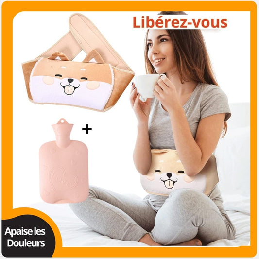 Ceinture Peluche Tissu Doux avec Bouillotte - Chien