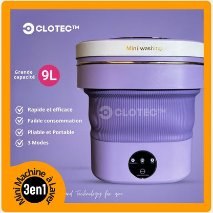 Machine à Laver Pliable Portable 9L (Violet) - Clotec