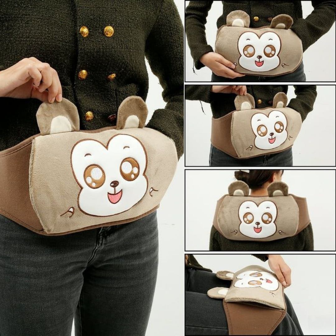 Ceinture Peluche Tissu Doux avec Bouillotte - Chaton