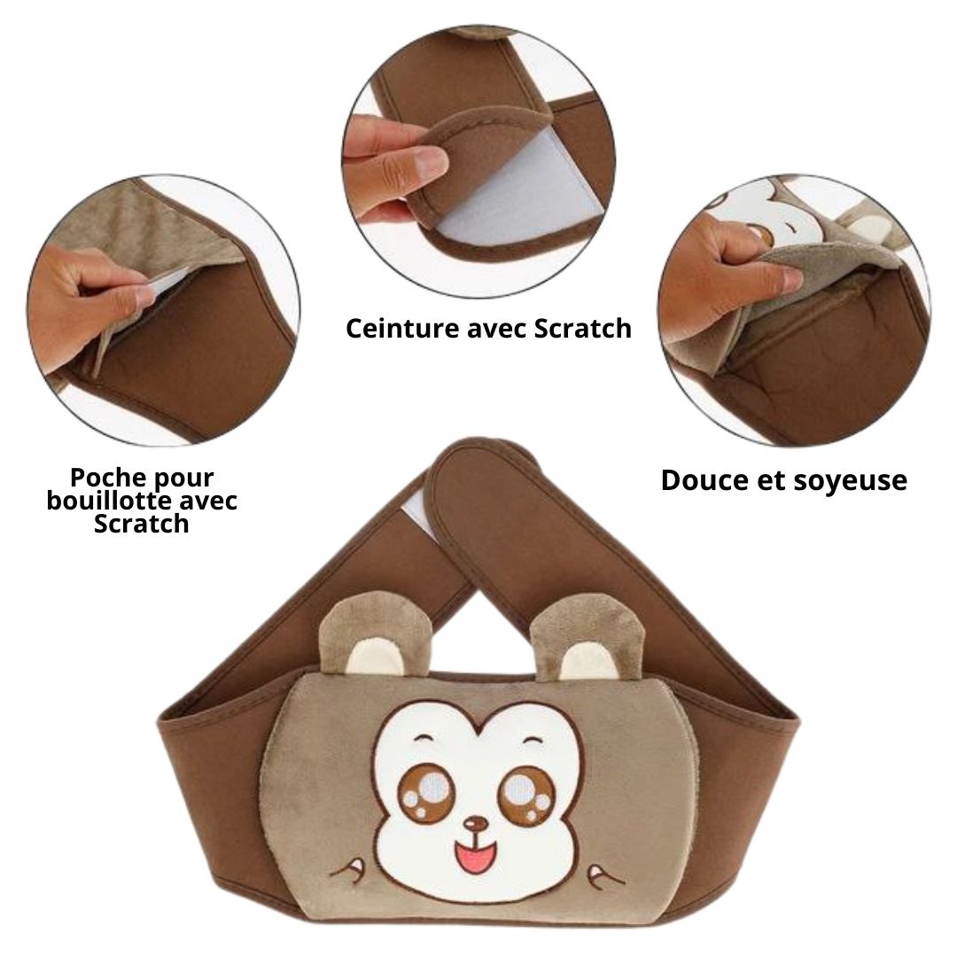 Ceinture Peluche Tissu Doux avec Bouillotte - Chaton