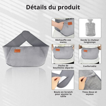 Ceinture et Bouillotte avec Tissu Doux - Gris
