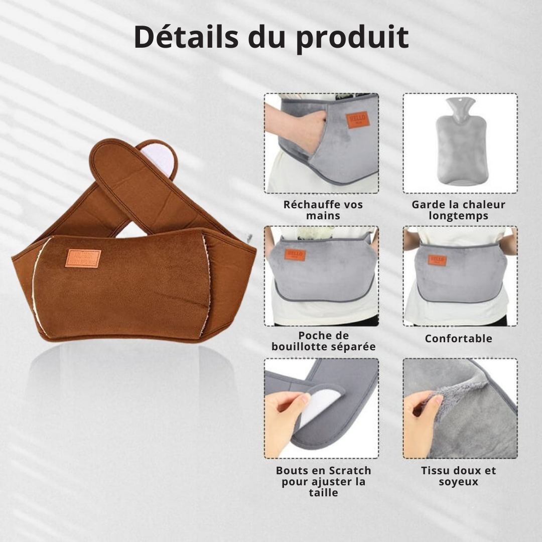 Ceinture en Tissu Doux avec Bouillotte - Marron