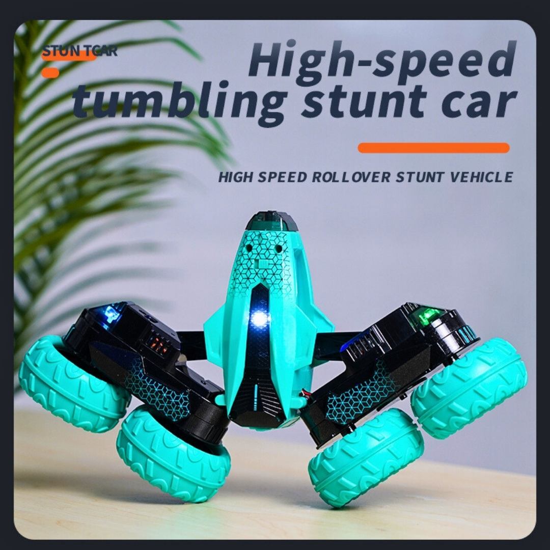 Voiture télécommandée tout-terrain Flip et Toupie Stunt - Rouge & Verte