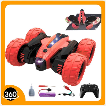 Voiture télécommandée tout-terrain Flip et Toupie Stunt - Rouge & Verte