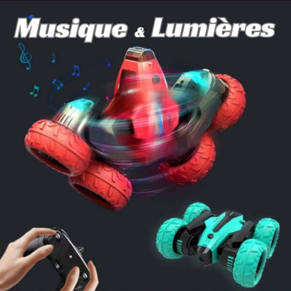 Voiture télécommandée tout-terrain Flip et Toupie Stunt - Rouge & Verte