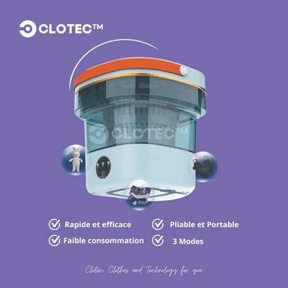 Machine à Laver Pliable Portable 9L (Violet) - Clotec