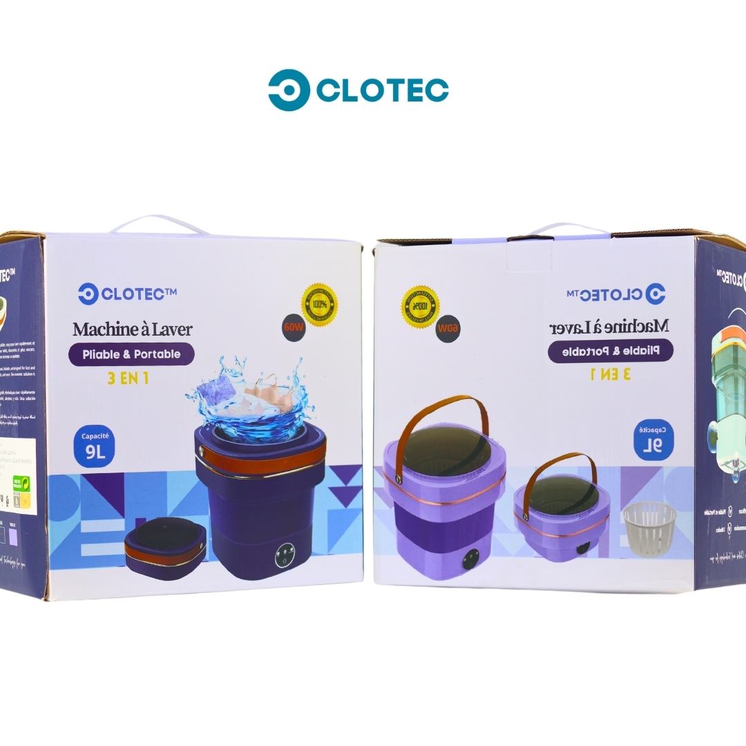 Machine à Laver Pliable Portable 9L (Violet) - Clotec