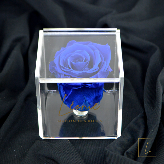 Boite De Rose Eternelle Ocean Blue Premium Acrylique à Clapet - Léonie®