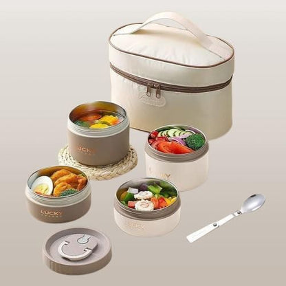 Boîte à Lunch Isotherme Multicouche en Acier Inoxydable – Élégance et Fraîcheur à Emporter