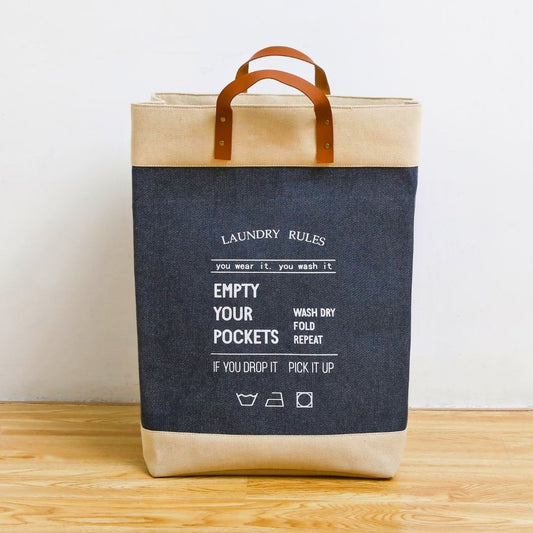 Panier Sac à Linge  - Jeans Style (72L) 56x35x35cm