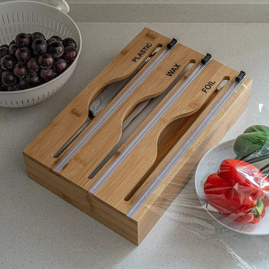 Distributeur 3-en-1 en Bambou – L’élégance naturelle au service de votre cuisine !