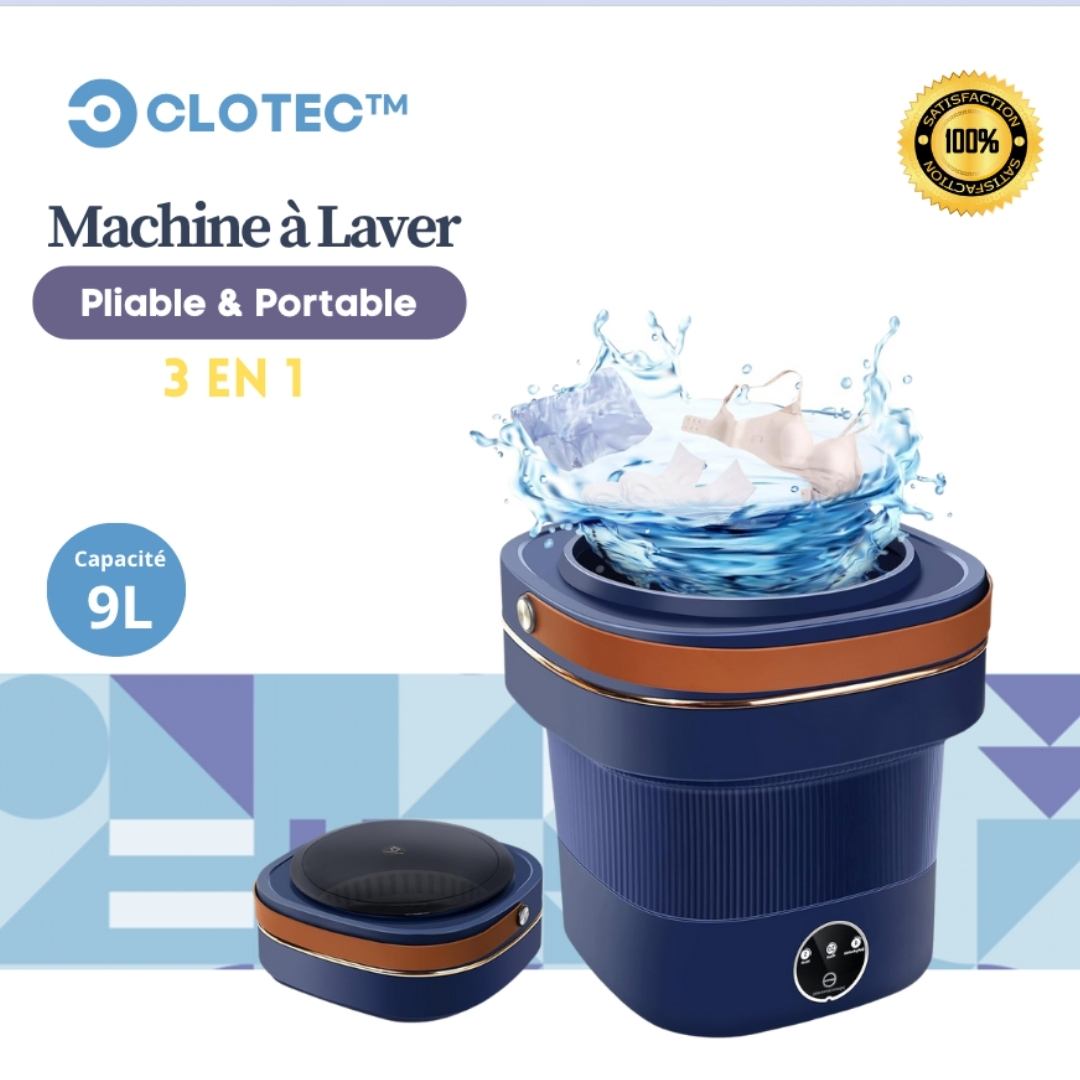 Machine à Laver Pliable Portable 9L (Bleu) - Clotec