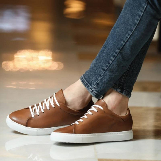 Sneakers en cuir Diego (Tabac) - Hommes