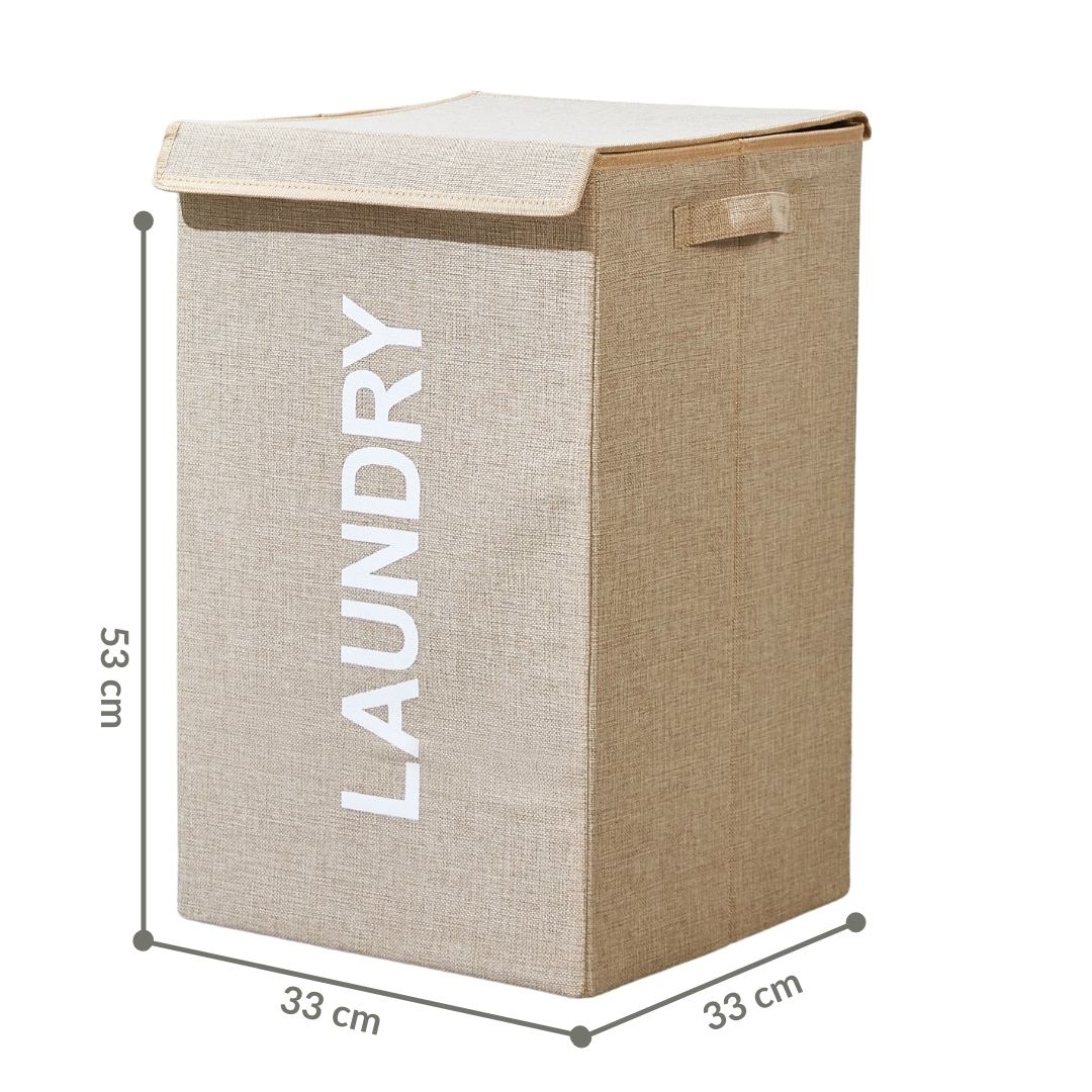 Panier Sac à Linge - Laundry 72L (Beige) 53x33x33cm