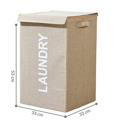 Panier Sac à Linge - Laundry 72L (Beige) 53x33x33cm