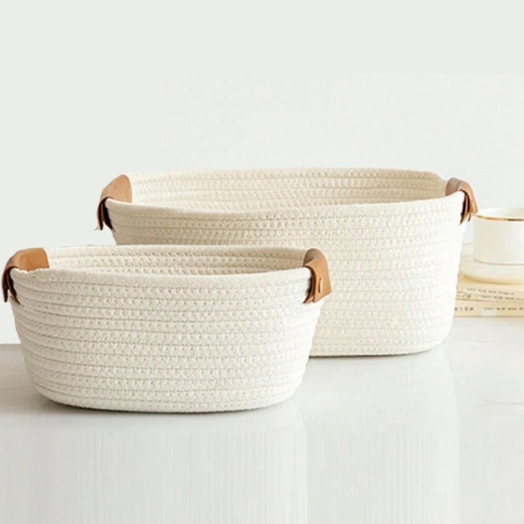 Sets de 2 et 3 Paniers de Rangement Boho - Blanc Cassé