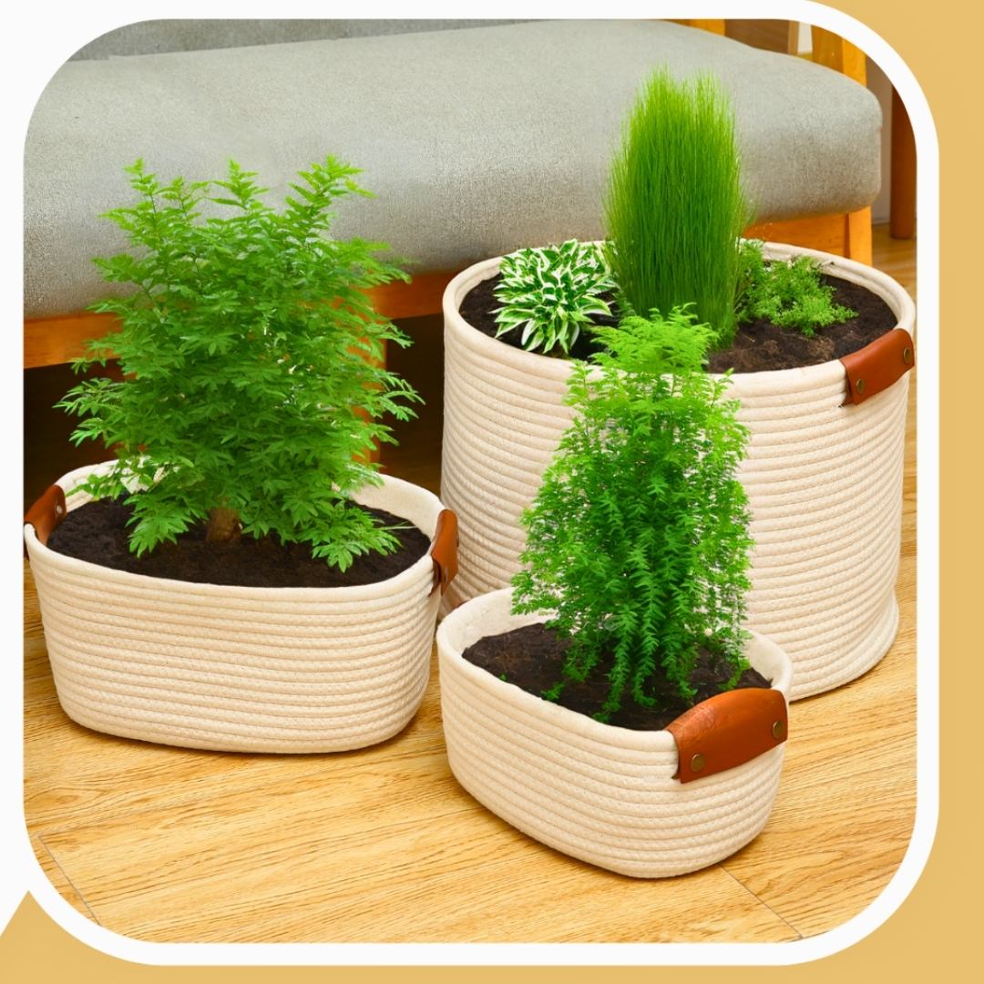 Sets de 2 et 3 Paniers de Rangement Boho - Blanc Cassé