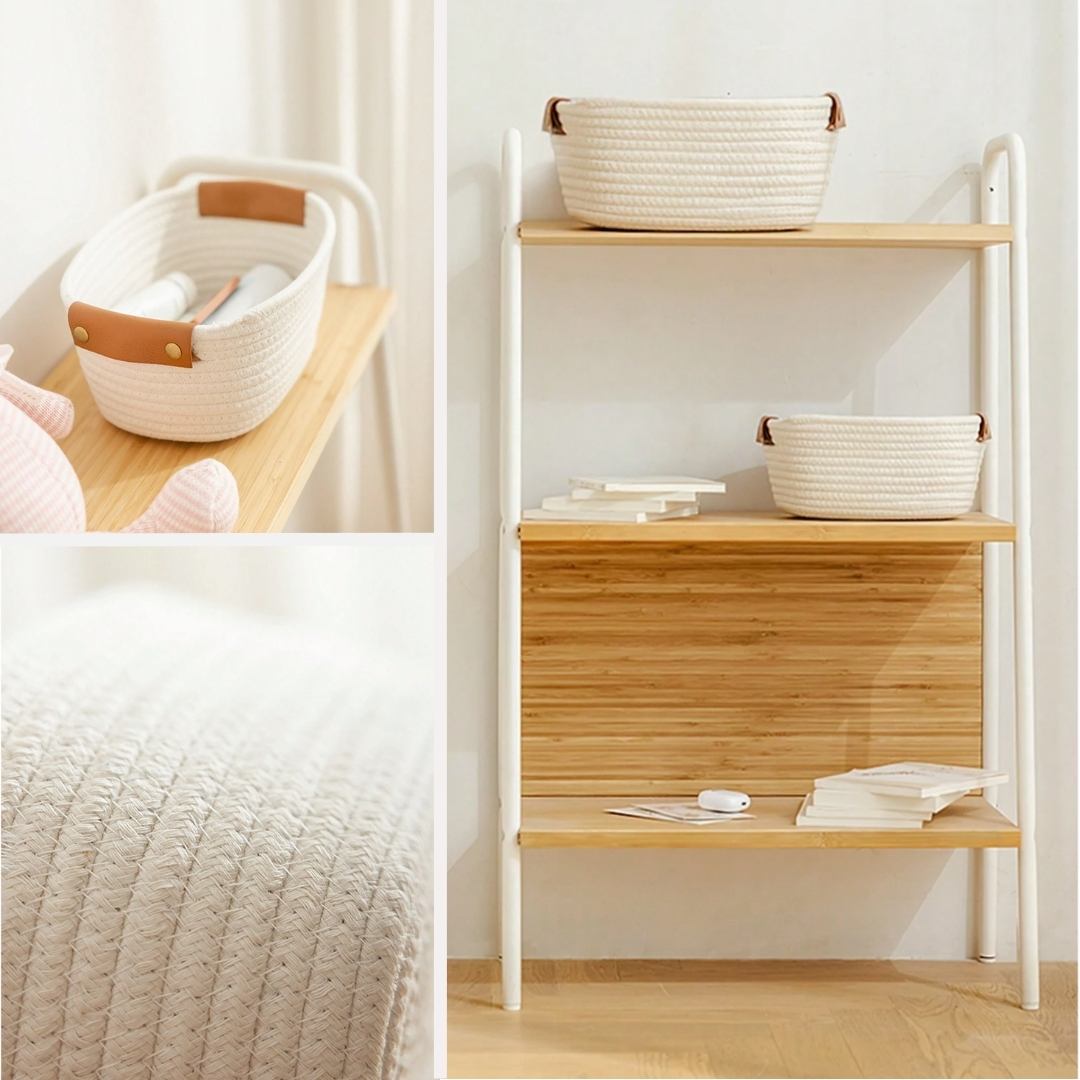 Sets de 2 et 3 Paniers de Rangement Boho - Blanc Cassé