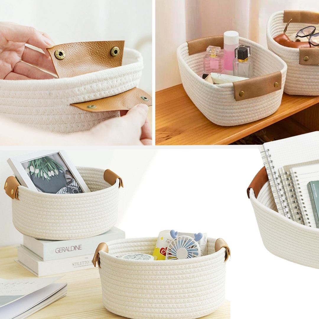 Sets de 2 et 3 Paniers de Rangement Boho - Blanc Cassé