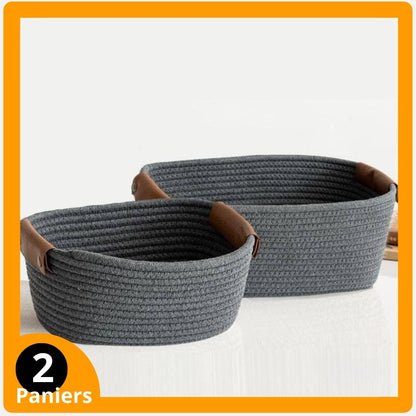 Sets de 2 et 3 Paniers de Rangement Boho - Gris