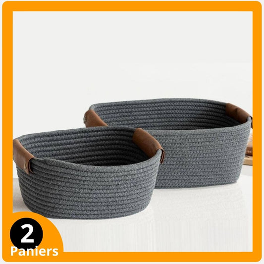 Sets de 2 et 3 Paniers de Rangement Boho - Gris