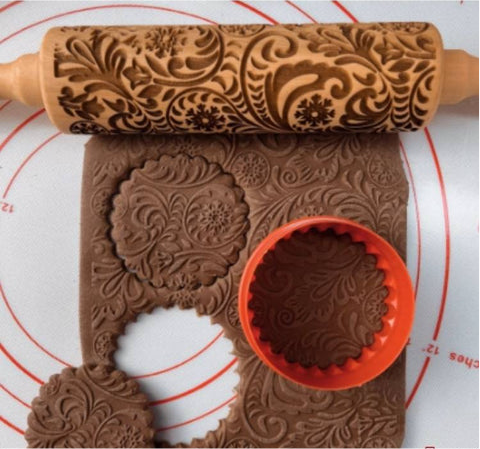 Rouleau de Pâtisserie Avec Motifs décoratifs en Bois