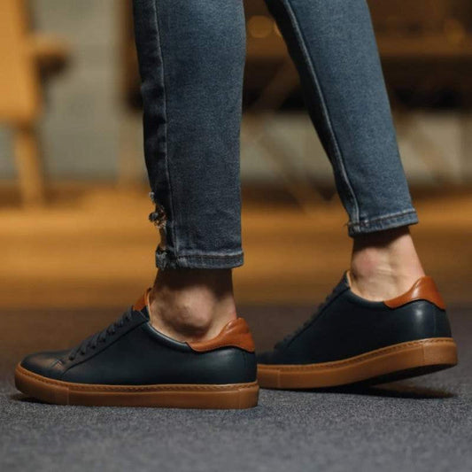 Sneakers en cuir Diego (Bleu) - Hommes