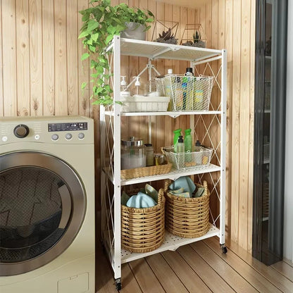 Étagère de rangement étages cuisine pliable avec roulettes