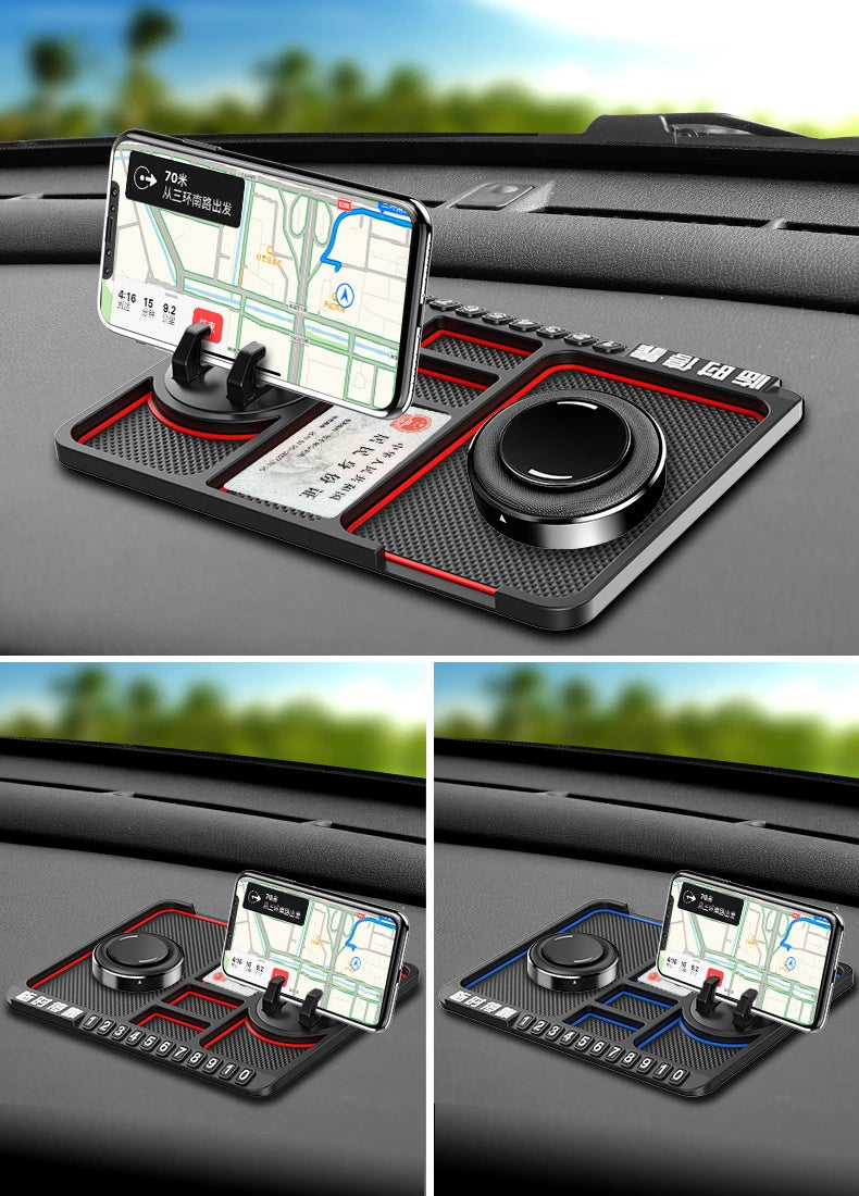 Support de téléphone de Voiture 4 en 1 Tableau de Bord de Voiture Antidérapant