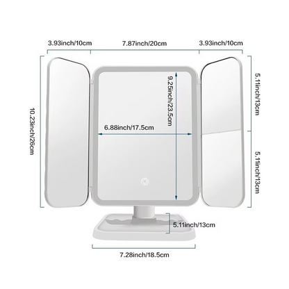 Miroir Maquillage LED Trifold – Rechargeable