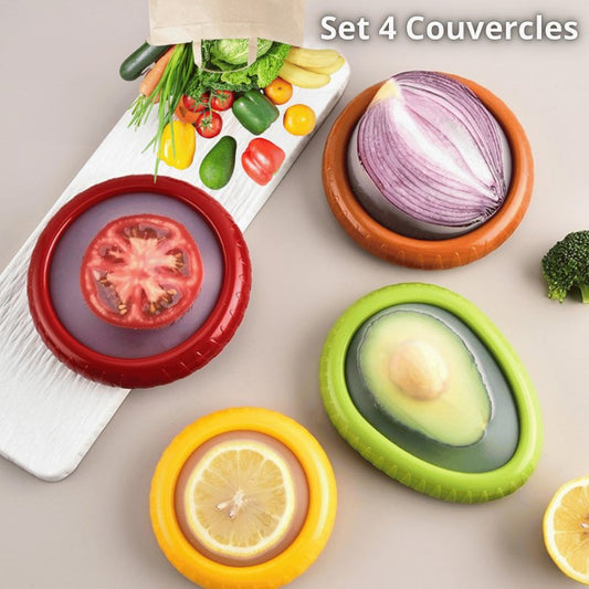 Set de 4 Couvercles en Silicone Réutilisables et Anti-Gaspillage - 4 pièces